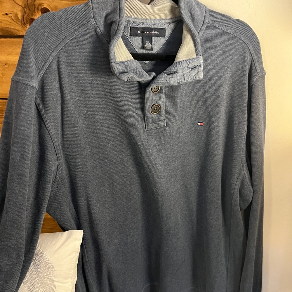 Tommy Hilfiger Gray Button-Up Sweater
